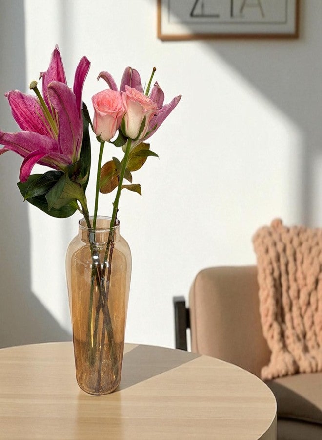 UM Creaciones Amber Flower Vase Flower Vase/Antique Vase for Table / Living Room /Office/Home Decoration, Glass - Image 4